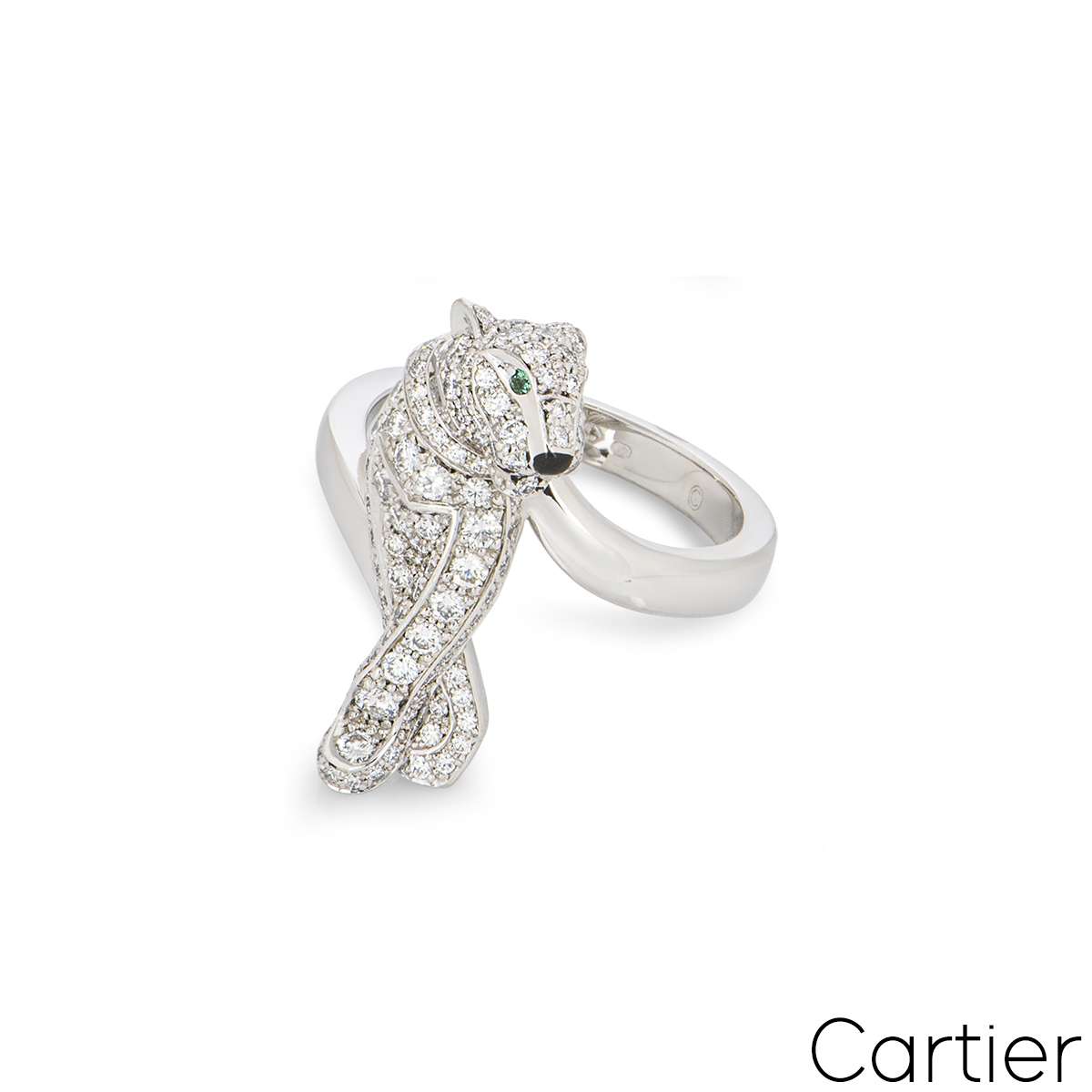 Cartier White Gold Diamond Panthere De Cartier Ring | Rich Diamonds